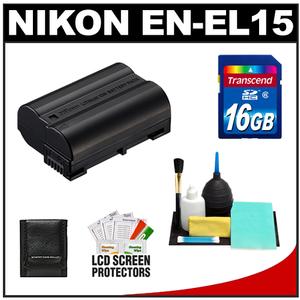 Nikon EN-EL15 Rechargeable Li-ion Battery with 16GB SD Card + Accessory Kit for 1 V1  D7000 & D800 Digital SLR Camera - Digital Cameras and Accessories - Hip Lens.com