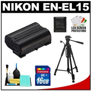 Nikon EN-EL15 Rechargeable Li-ion Battery with 16GB Card + Tripod + Accessory Kit for 1 V1  D7000 & D800 Digital SLR Camera - Digital Cameras and Accessories - Hip Lens.com