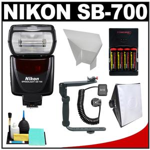 Nikon SB-700 AF Speedlight Flash with Bracket + Shoe Cord + Softbox + Bounce Reflector + Batteries & Charger + Cleaning Kit - Digital Cameras and Accessories - Hip Lens.com