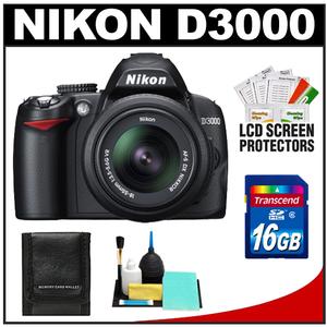 Nikon D3000 Digital SLR Camera Body - Refurbished & 18-55mm VR Lens with 16GB Card + Accessory Kit - Digital Cameras and Accessories - Hip Lens.com