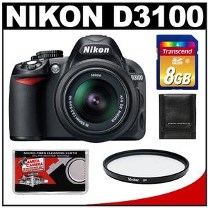 Nikon D3100 Digital SLR Camera & 18-55mm G VR DX AF-S Zoom Lens - Refurbished with 8GB Card + Filter + Accessory Kit - Digital Cameras and Accessories - Hip Lens.com