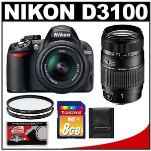 Nikon D3100 Digital SLR Camera & 18-55mm G VR DX AF-S Zoom Lens - Refurbished with Tamron 70-300mm Di Zoom Lens + 8GB Card + (2) Filters + Accessory Kit - Digital Cameras and Accessories - Hip Lens.com