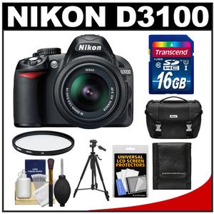 Nikon D3100 Digital SLR Camera & 18-55mm G VR DX AF-S Zoom Lens with 16GB Card + Case + Tripod + Accessory Kit - Digital Cameras and Accessories - Hip Lens.com