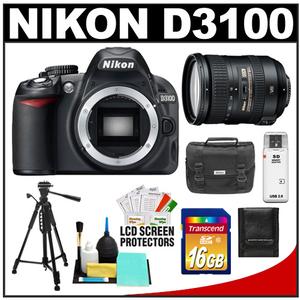 Nikon D3100 Digital SLR Camera Body - Refurbished with AF-S 18-200mm VR II Zoom-Nikkor Lens + 16GB Card + Case + Tripod + Accessory Kit - Digital Cameras and Accessories - Hip Lens.com
