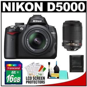 Nikon D5000 Digital SLR Camera Body - Refurbished & 18-55mm + 55-200mm VR Lenses with 16GB Card + Accessory Kit - Digital Cameras and Accessories - Hip Lens.com