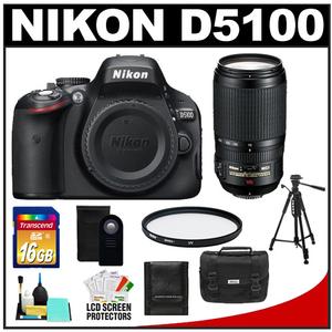 Nikon D5100 Digital SLR Camera Body with 70-300mm VR Lens + 16GB Card + Case + Filter + Remote + Tripod + Cleaning Kit - Digital Cameras and Accessories - Hip Lens.com
