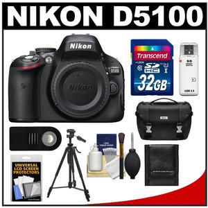 Nikon D5100 Digital SLR Camera Body with 32GB Card + Case + Remote + Tripod + Cleaning & Accessory Kit - Digital Cameras and Accessories - Hip Lens.com