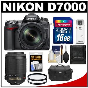 Nikon D7000 Digital SLR Camera & 18-105mm VR DX AF-S Zoom Lens with 55-200mm VR Lens + 16GB Card + Filters + Case + Accessory Kit - Digital Cameras and Accessories - Hip Lens.com