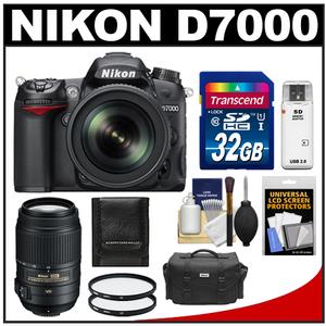 Nikon D7000 Digital SLR Camera & 18-105mm VR DX AF-S Zoom Lens with 55-300mm VR Lens + 32GB Card + Filters + Case + Accessory Kit - Digital Cameras and Accessories - Hip Lens.com
