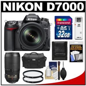 Nikon D7000 Digital SLR Camera & 18-105mm VR DX AF-S Zoom Lens with 70-300mm VR AF-S Lens + 32GB Card + Filters + Case + Accessory Kit - Digital Cameras and Accessories - Hip Lens.com