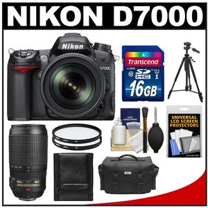 Nikon D7000 Digital SLR Camera & 18-105mm VR DX AF-S Zoom Lens with 70-300mm VR AF-S Lens + 16GB Card + Filters + Case + Tripod + Accessory Kit - Digital Cameras and Accessories - Hip Lens.com