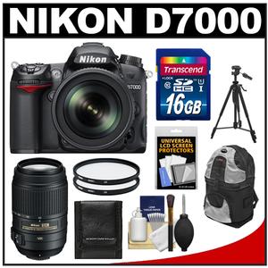 Nikon D7000 Digital SLR Camera & 18-105mm VR DX AF-S Zoom Lens with 55-300mm VR Lens + 16GB Card + Filters + Backpack + Tripod + Accessory Kit - Digital Cameras and Accessories - Hip Lens.com