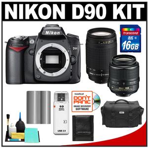 Nikon D90 Digital SLR Camera Body - Refurbished & 18-55mm VR Lens - Demo + 70-300mm G Lens + 16GB Card + Case + Battery + Accessory Kit - Digital Cameras and Accessories - Hip Lens.com