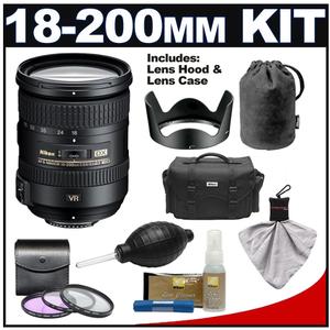 Nikon 18-200mm f/3.5-5.6G VR II DX ED AF-S Nikkor-Zoom Lens with Nikon Case + 3 UV/FLD/CPL Filters + Cleaning Kit - Digital Cameras and Accessories - Hip Lens.com