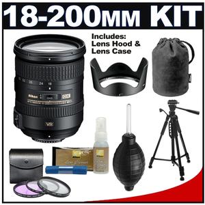 Nikon 18-200mm f/3.5-5.6G VR II DX ED AF-S Nikkor-Zoom Lens with Tripod + 3 UV/FLD/CPL Filters + Cleaning Kit - Digital Cameras and Accessories - Hip Lens.com