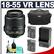 Nikon 18-55mm f/3.5-5.6G VR DX AF-S Zoom-Nikkor Lens with Case + (2) EN-EL3e Batteries & Charger + Cleaning Kit