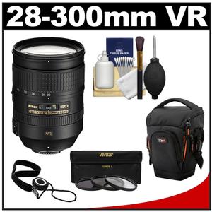 Nikon 28-300mm f/3.5-5.6 G VR AF-S ED Zoom-Nikkor Lens with Holster Case + 3 UV/ND8/CPL Filters + Cleaning Kit