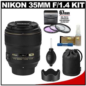 Nikon 35mm f/1.4 G AF-S Nikkor Lens with 3 UV/FLD/CPL Filters + Nikon Cleaning Kit - Digital Cameras and Accessories - Hip Lens.com
