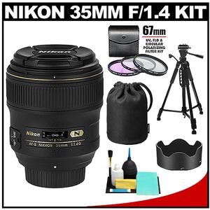 Nikon 35mm f/1.4 G AF-S Nikkor Lens with 3 UV/FLD/CPL Filters + Tripod + Cleaning Kit - Digital Cameras and Accessories - Hip Lens.com