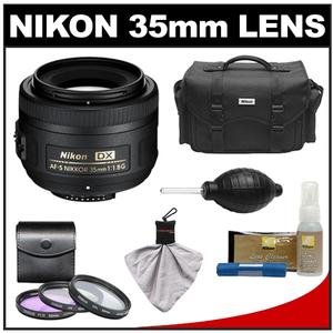 Nikon 35mm f/1.8 G DX AF-S Nikkor Lens with Nikon Case + 3 UV/FLD/CPL Filters + Cleaning Kit - Digital Cameras and Accessories - Hip Lens.com
