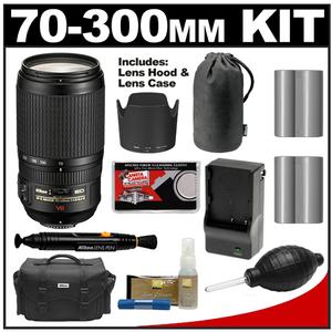 Nikon 70-300mm f/4.5-5.6 G VR AF-S ED-IF Zoom-Nikkor Lens with Case + (2) EN-EL3e Batteries & Charger + Cleaning Kit - Digital Cameras and Accessories - Hip Lens.com