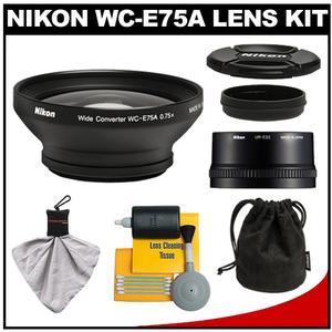 Nikon WC-E75A Wide Angle Converter Lens for Coolpix P7000  P7100 Digital Camera with UR-E22 Lens Adapter Ring + Cleaning Kit - Digital Cameras and Accessories - Hip Lens.com