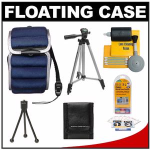 Olympus Digital Camera Floating Case (Navy Blue/White Trim) with Tripod + Accessory Kit - Digital Cameras and Accessories - Hip Lens.com