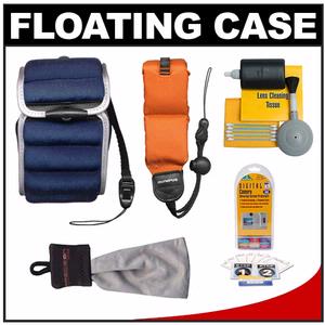 Olympus Digital Camera Floating Case (Navy Blue/White Trim) with Floating Strap + Accessory Kit - Digital Cameras and Accessories - Hip Lens.com