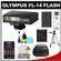 Olympus Pen FL-14 Electronic Flash for Micro Four Thirds (Black) - NEW (NO Original Box) with Batteries & Charger + Case + BLS-1/BLS-5 Battery + Tripod + Cleaning & Accessory Kit
