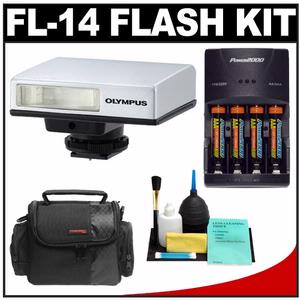 Olympus Pen FL-14 Electronic Flash for Micro Four Thirds with Batteries & Charger + Case + Cleaning Kit - Digital Cameras and Accessories - Hip Lens.com