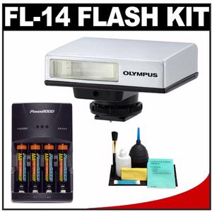 Olympus Pen FL-14 Electronic Flash for Micro Four Thirds with Batteries & Charger + Cleaning Kit - Digital Cameras and Accessories - Hip Lens.com