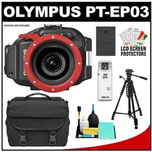 Olympus PT-EP03 Waterproof / Underwater Housing Case for PEN E-PL2 Digital Camera with Battery + Case + Tripod + Accessory Kit - Digital Cameras and Accessories - Hip Lens.com