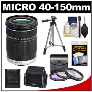 Olympus M.Zuiko 40-150mm f/4.0-5.6 Micro ED Digital Zoom Lens (Black) with 3 UV/PL/FLD Filter Set + Case + Tripod + Accessory Kit - Digital Cameras and Accessories - Hip Lens.com