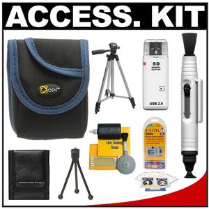 OSN Compact Digital Camera Case (Black/Blue Trim) with 50" Tripod + Accessory Kit - Digital Cameras and Accessories - Hip Lens.com
