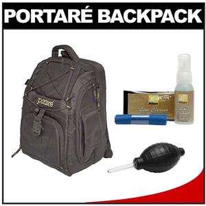 Portare Multi-Use Laptop/iPad/Digital SLR Camera Backpack Case (Black) with Nikon Cleaning Kit