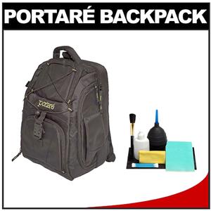 Portare Multi-Use Laptop/iPad/Digital SLR Camera Backpack Case (Black) with Cleaning Kit