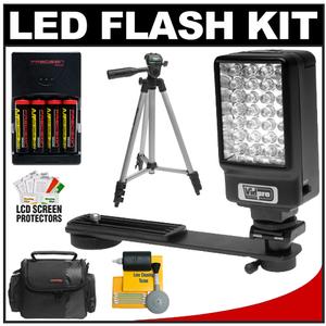 Power2000 Deluxe LED Digital Video Camcorder Light with Bracket with Batteries & Charger + Accessory Kit - Digital Cameras and Accessories - Hip Lens.com