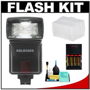 Precision Design DSLR300S High Power Auto Flash (for Sony Alpha) with Diffuser + Batteries & Charger + Accessory Kit - Digital Cameras and Accessories - Hip Lens.com