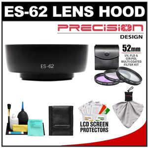 Precision Design ES-62 Lens Hood for Canon EF 50mm f/1.8 II with 3 (UV/FLD/CPL) Filter Set + Accessory Kit - Digital Cameras and Accessories - Hip Lens.com