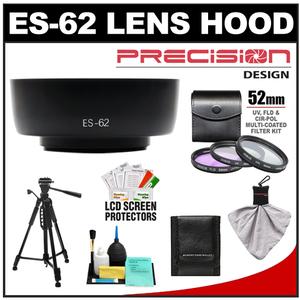 Precision Design ES-62 Lens Hood for Canon EF 50mm f/1.8 II with 3 (UV/FLD/CPL) Filter Set + Tripod + Accessory Kit - Digital Cameras and Accessories - Hip Lens.com