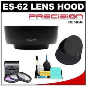 Precision Design ES-62 Lens Hood for Canon EF 50mm f/1.8 II with 3 (UV/FLD/CPL) Filter Set + Lenscoat Cap + Accessory Kit - Digital Cameras and Accessories - Hip Lens.com