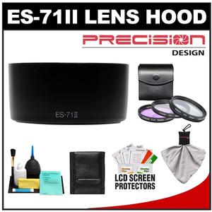 Precision Design ES-71 II Lens Hood for Canon EF 50mm f/1.4 USM with 3 (UV/FLD/CPL) Filter Set + Accessory Kit - Digital Cameras and Accessories - Hip Lens.com