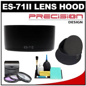 Precision Design ES-71 II Lens Hood for Canon EF 50mm f/1.4 USM with 3 (UV/FLD/CPL) Filter Set + Lenscoat Cap + Accessory Kit - Digital Cameras and Accessories - Hip Lens.com