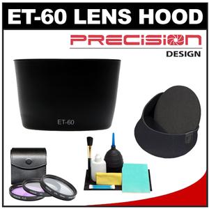 Precision Design ET-60 Lens Hood for Canon 75-300mm III  III USM  55-250mm IS with 3 (UV/FLD/CPL) Filter Set + Lenscoat Cap + Accessory Kit - Digital Cameras and Accessories - Hip Lens.com