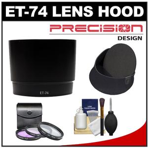 Precision Design ET-74 Lens Hood for Canon EF 70-200mm f/4 L IS USM  70-200mm f/4 L USM with 3 (UV/FLD/CPL) Filter Set + Lenscoat Cap + Accessory Kit - Digital Cameras and Accessories - Hip Lens.com