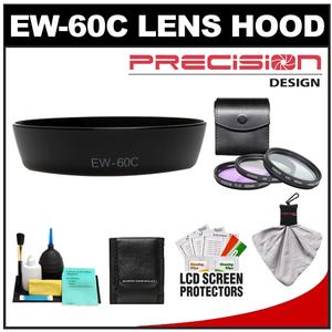 Precision Design EW-60C Lens Hood for Canon EF-S 18-55mm f/3.5-5.6 IS Zoom with 3 (UV/FLD/CPL) Filter Set + Accessory Kit - Digital Cameras and Accessories - Hip Lens.com
