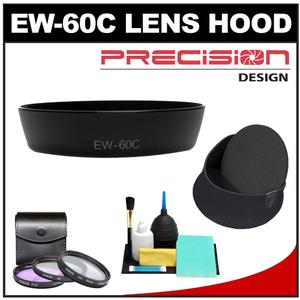 Precision Design EW-60C Lens Hood for Canon EF-S 18-55mm f/3.5-5.6 IS Zoom with 3 (UV/FLD/CPL) Filter Set + Lenscoat Cap + Accessory Kit - Digital Cameras and Accessories - Hip Lens.com