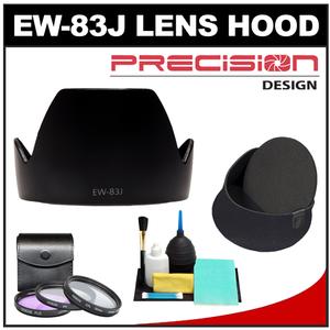 Precision Design EW-83J Lens Hood for the Canon EF-S 17-55mm f/2.8 IS with 3 (UV/FLD/CPL) Filter Set + Lenscoat Cap + Accessory Kit - Digital Cameras and Accessories - Hip Lens.com