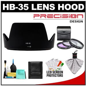 Precision Design HB-35 Lens Hood for Nikon 18-200mm G VR II DX AF-S with 3 (UV/FLD/CPL) Filter Set + Accessory Kit - Digital Cameras and Accessories - Hip Lens.com