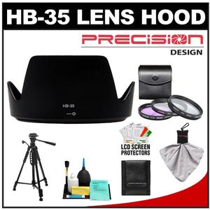 Precision Design HB-35 Lens Hood for Nikon 18-200mm G VR II DX AF-S with 3 (UV/FLD/CPL) Filter Set + Tripod + Accessory Kit - Digital Cameras and Accessories - Hip Lens.com
